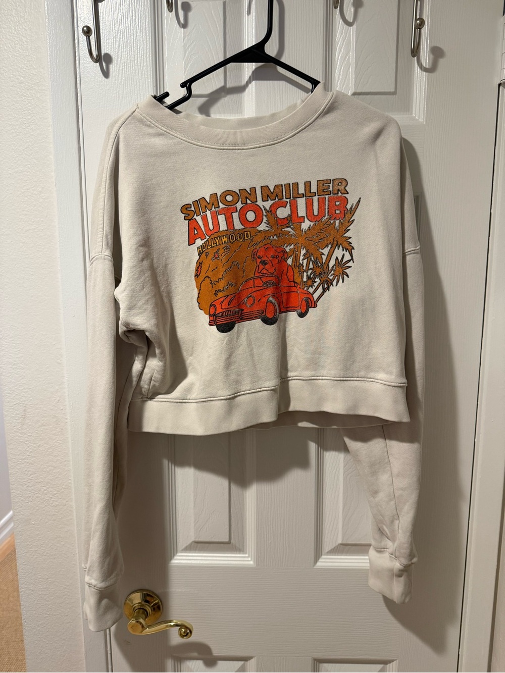 Simon Miller Cream Cropped Crewneck with Orange Graphic